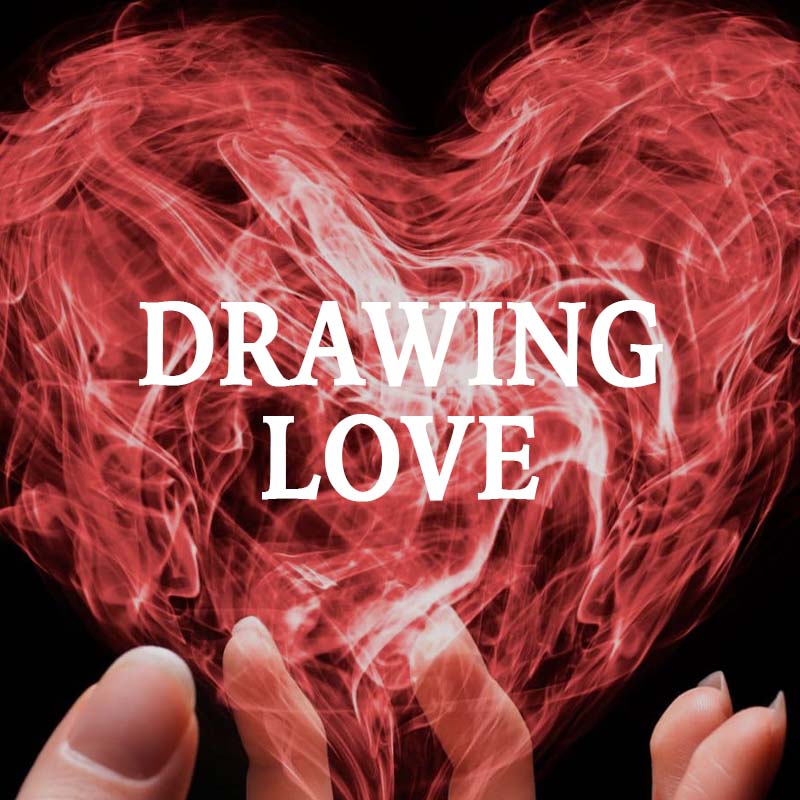 Red smoke heart shape with 'DRAWING LOVE' text on a black background
